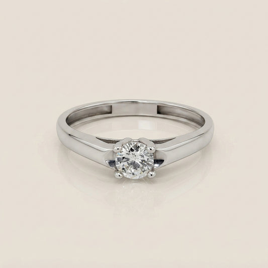 Anillo de Compromiso Solitario en Oro Blanco de 14K