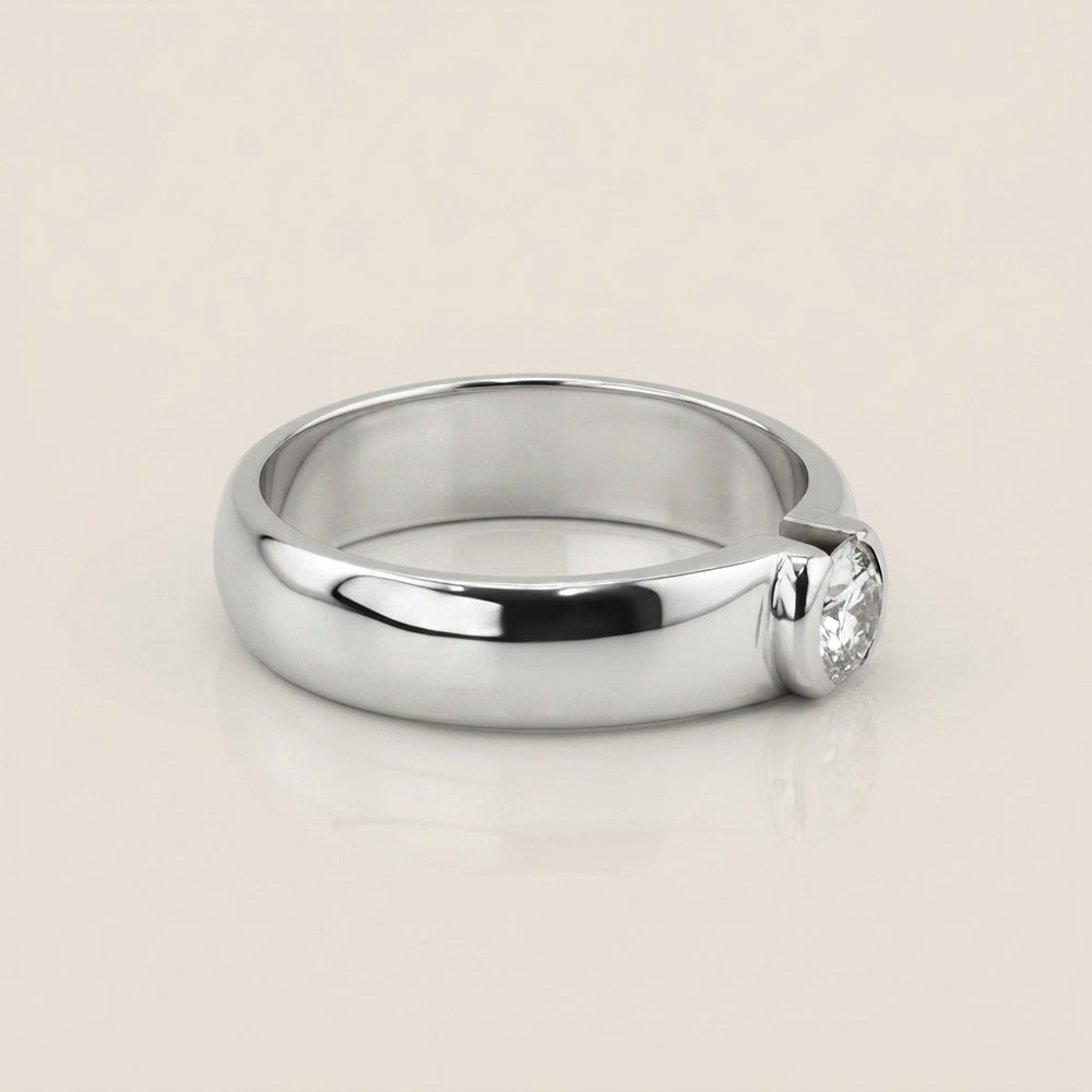 Anillo de Compromiso Biselado en Oro Blanco de 10K