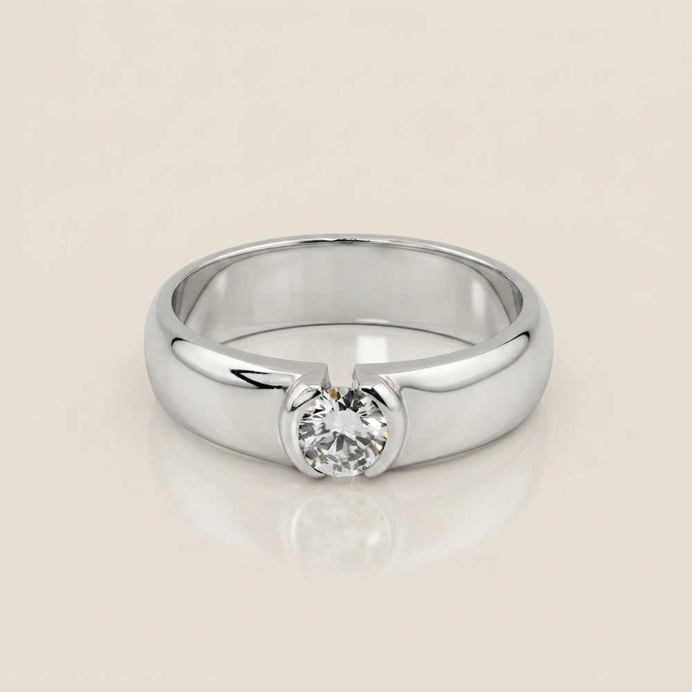 Anillo de Compromiso Biselado en Oro Blanco de 10K