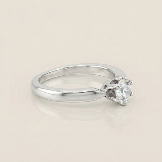Anillo de Compromiso Solitario en Oro Blanco de 14K