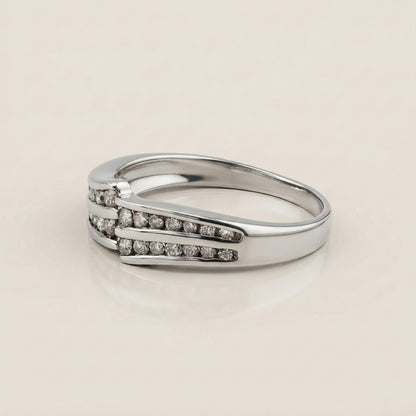 Churumbela Cruzado con Diamantes en Oro Blanco de 14K