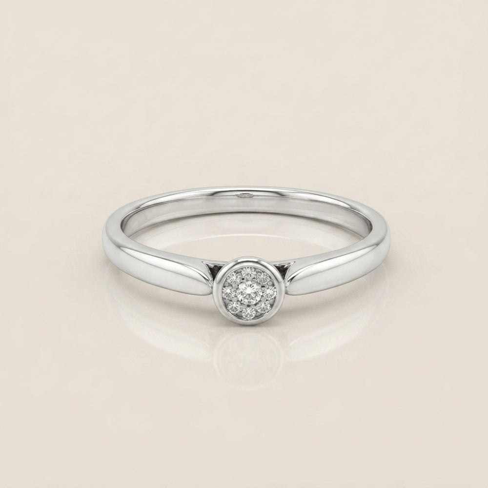 Anillo de Compromiso Roseta en Oro blanco de 14K