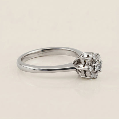 Anillo Roseta con Diamantes en Oro Blanco de 14K
