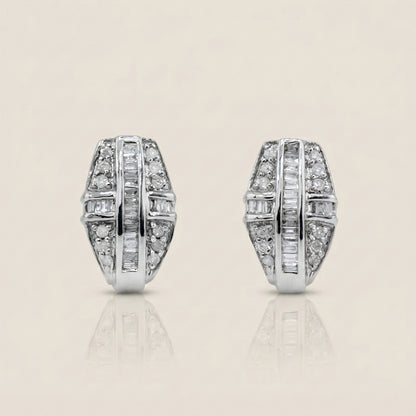 Aretes con Diamantes en Oro Blanco de 14K